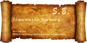 Simonovits Barbara névjegykártya